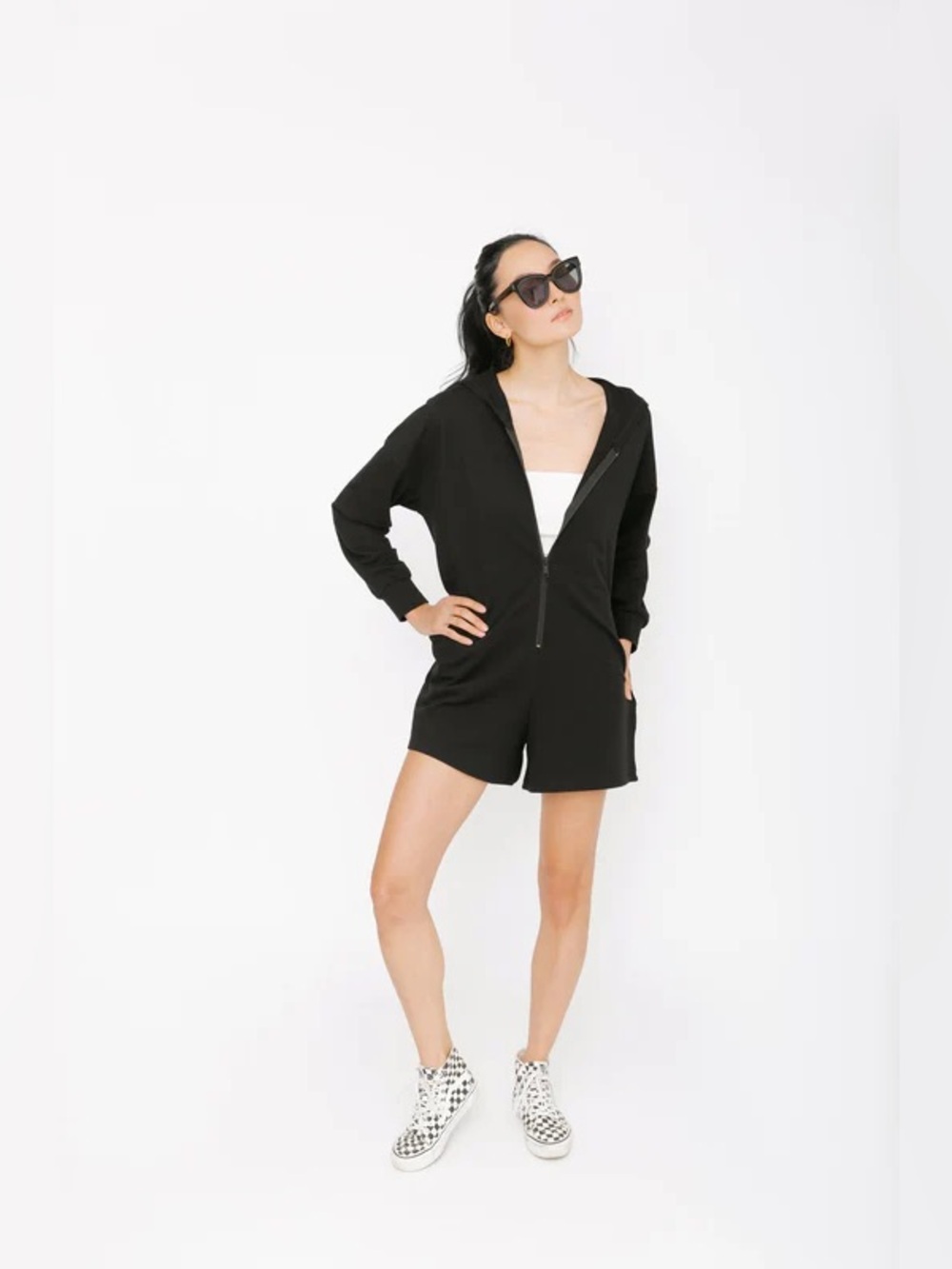 Black Smash & Tess Longsleeve Hooded Romper